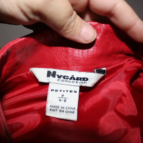 Nygard Collection Petites Red Leather & Nylon Jacket - SZ SP (4-6) - Picture 9 of 9